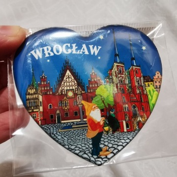 Magnes na lodówkę serce Wrocław zabytki krasnal