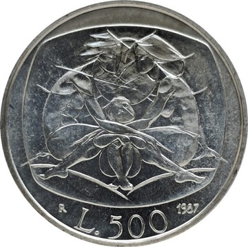 Włochy 500 lire 1987, Ag KM#121