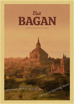 PIĘKNY plakat vintage BAGAN Sri Lanka