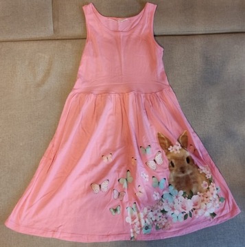 Różowa sukienka z zajączkiem serduszka r. 134