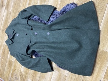 Zielony płaszcz 100% wool wełna wiosna M/L
