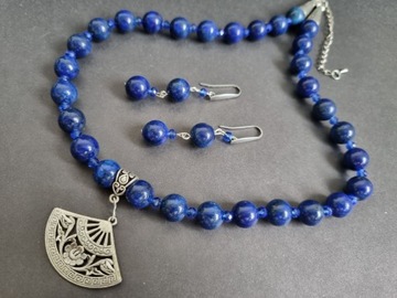 Komplet: naszyjnik i kolczyki  z  lapis lazuli