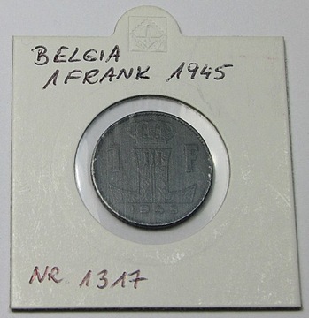 BELGIA 1 Frank 1945 Król Leopold III BELGIE 