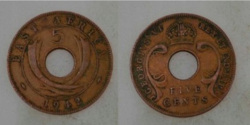 5 centów 1942 b/z Brytyjska Wschodnia Afryka