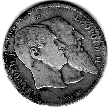 Belgia 2 franki, 1880 r  50-lecie niepodległości