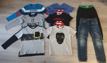 Paka 122 jeansy H&M t-shirty Roliing Stones koszulki Zara 
