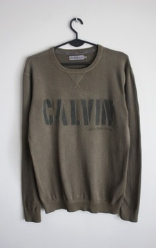 Oliwkowa khaki bluza sweter Calvin Klein S M