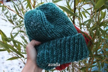 Czapka wełniana beanie, handmade by Ainda.