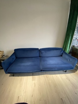 Sofa 3-osobowa welurowa niebieska .