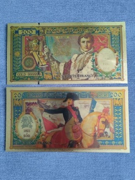 FRANCJA 200 franków  NAPOLEON banknot pozłacany 