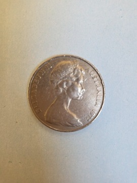 Moneta, Australia, Elizabeth II, 20 Cents, 1977