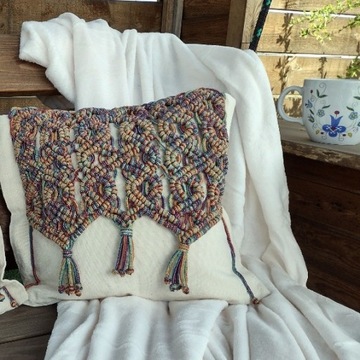 Vintage - makramowe poduszki w kolorze melanż