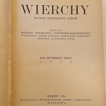 WIERCHY ROCZNIK 23 1954 PTTK