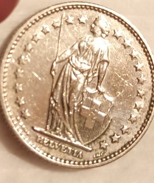 Moneta 2 frankowa  szwajcarska z 1968 roku