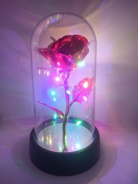 Wieczna róża w kopule - czerwono złota - dla niej
