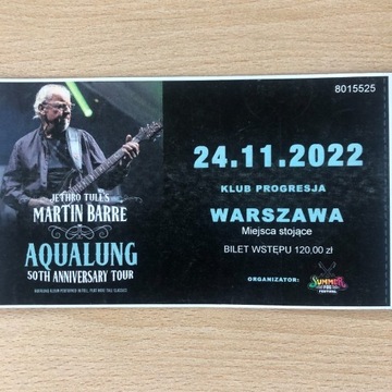 2 bilety na koncert gitarzysty Jethro Tull