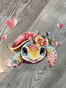 Naprasowanka na ubrania Piękny różowy żółwik