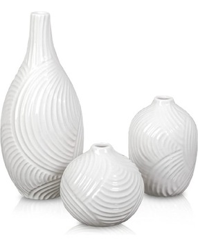 WAZON CERAMICZNY BIAŁY ZESTAW 9 cm 11 cm 23 cm