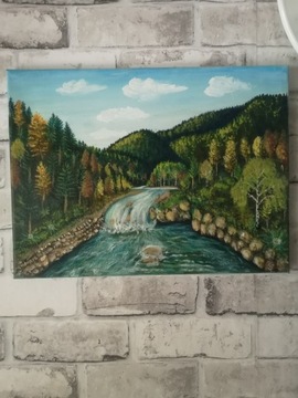 Obraz Góralski ręcznie malowany krajobraz wGorcach