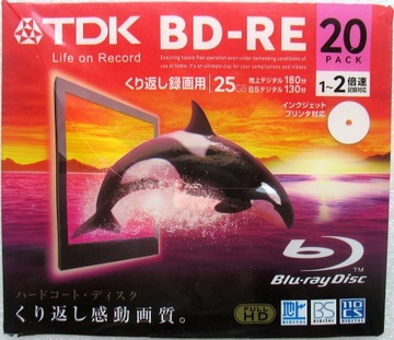 TDK BD-RE 25 GB. Slim pudełka, printable.