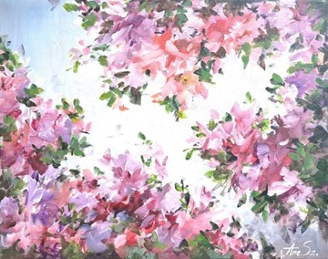 Obraz abstrakcja kwiaty 40x50 malowany