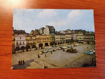 Pocztówka Stare auta parking Cieszyn Rynek