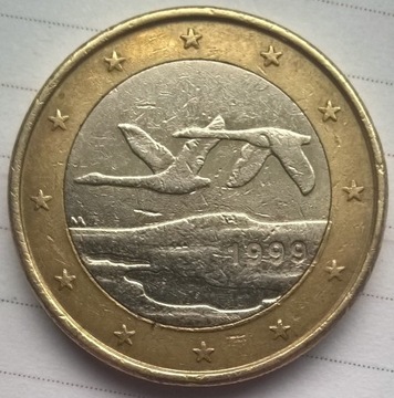 Moneta 1 euro błędne tłoczenie Finlandia 1999