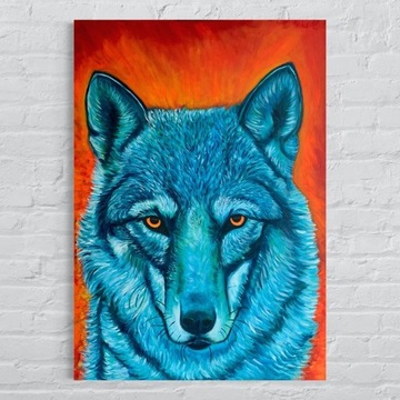 Niebieski wilk -  akryle na płótnie