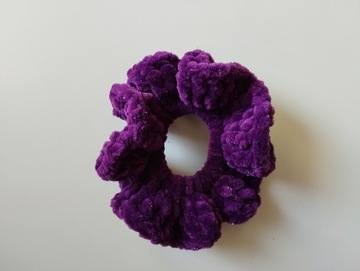 Velvet Scrunchie fioletowa błyszcząca 10cm