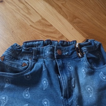 Spodnie dżins print ozdoby dziewczęce 156 158