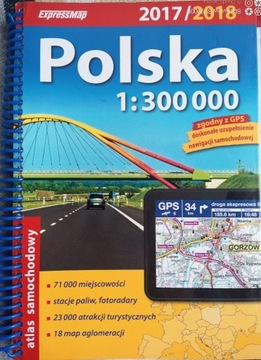 Polska Atlas samochodowy 1:300 000 Rok 2017/2018