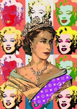 DEATH NYC - Queen Elizabeth II sygnowana POP ART