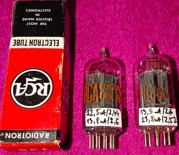 2x RCA Clear Top USA 12au7A Ecc82 Gain 115% 1957r