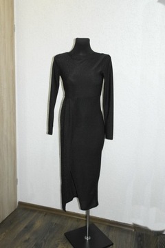 Czarna brokatowa długa sukienka 36  38