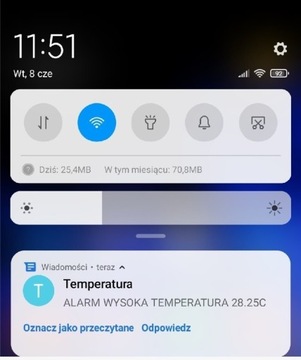 GSM SIM Powiadomienie SMS o wysokiej Temperaturze