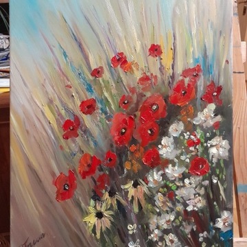 Obraz olejny ręcznie malowany 40x50 cm Bukiet kwia