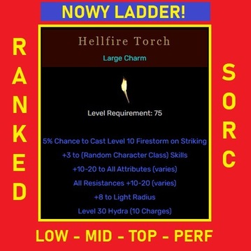 D2R Diablo 2 Ladder S6 Pochodnia Sorc Torch SoS