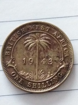 Moneta 1 szyling Brytyjska Afryka Zachodnia 1943