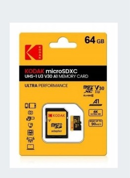 KARTA microSD KODAK SDXC 64GB 85mb/s ADAPTER SD