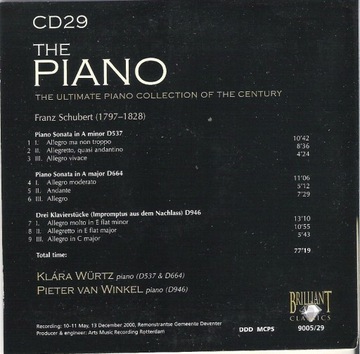 SCHUBERT Piano sonatas KLARA WURTZ, van WINKEL