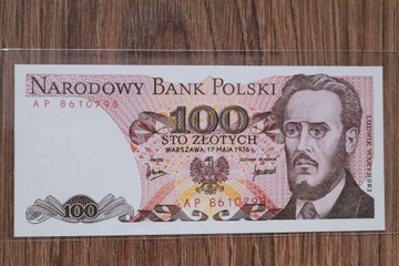 100 ZŁOTYCH 1976 stan UNC seria AP