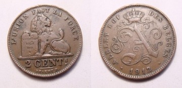 Belgia 2 centimes 1912 r. GES