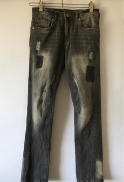 Szare spodnie jeansowe z łatami Y.F.K [152]