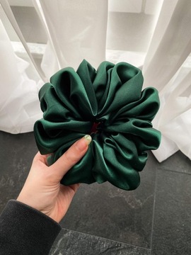 Gumka do włosów scrunchie XXL butelkowa zieleń