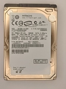 HDD Hitachi SATA3 500GB 5400RPM, 2,5cala gwarancja