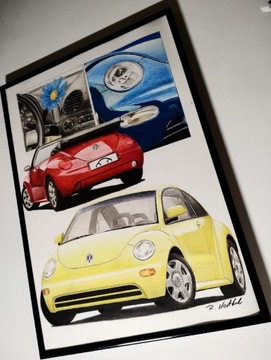 VW New Beetle plakat wydruk 1/10 prezent A3 42x30