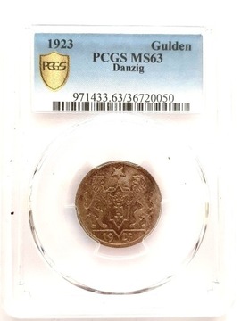 1- Gulden 1923r "Freie Stadt Danzing" PCGC MS 63