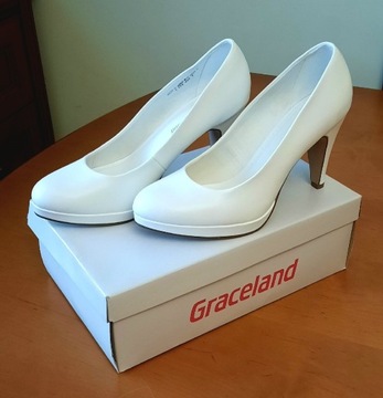 GRACELAND -buty białe, ślubne - r 40.