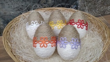Pisanki jajka sznurek ozdoba dekoracja Wielkanoc 