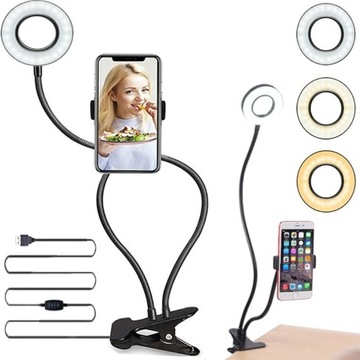 Lampa  Selfi Led na stół Klips Uchwyt  na telefon 